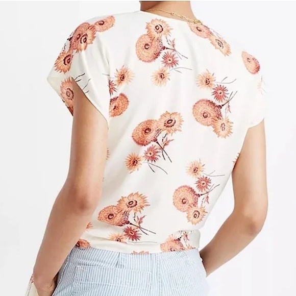 Madewell Plus Sash Tie Wrap Top in Dutch Dandelions Floral Print Blouse XXL - Picture 6 of 9